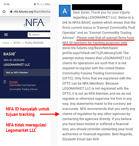 Broker Legomarket LLC, klaim regulasi di NFA