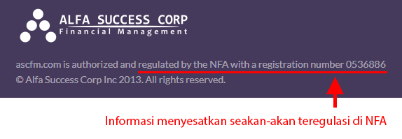 Broker Alfa Success Corp, klaim regulasi di NFA